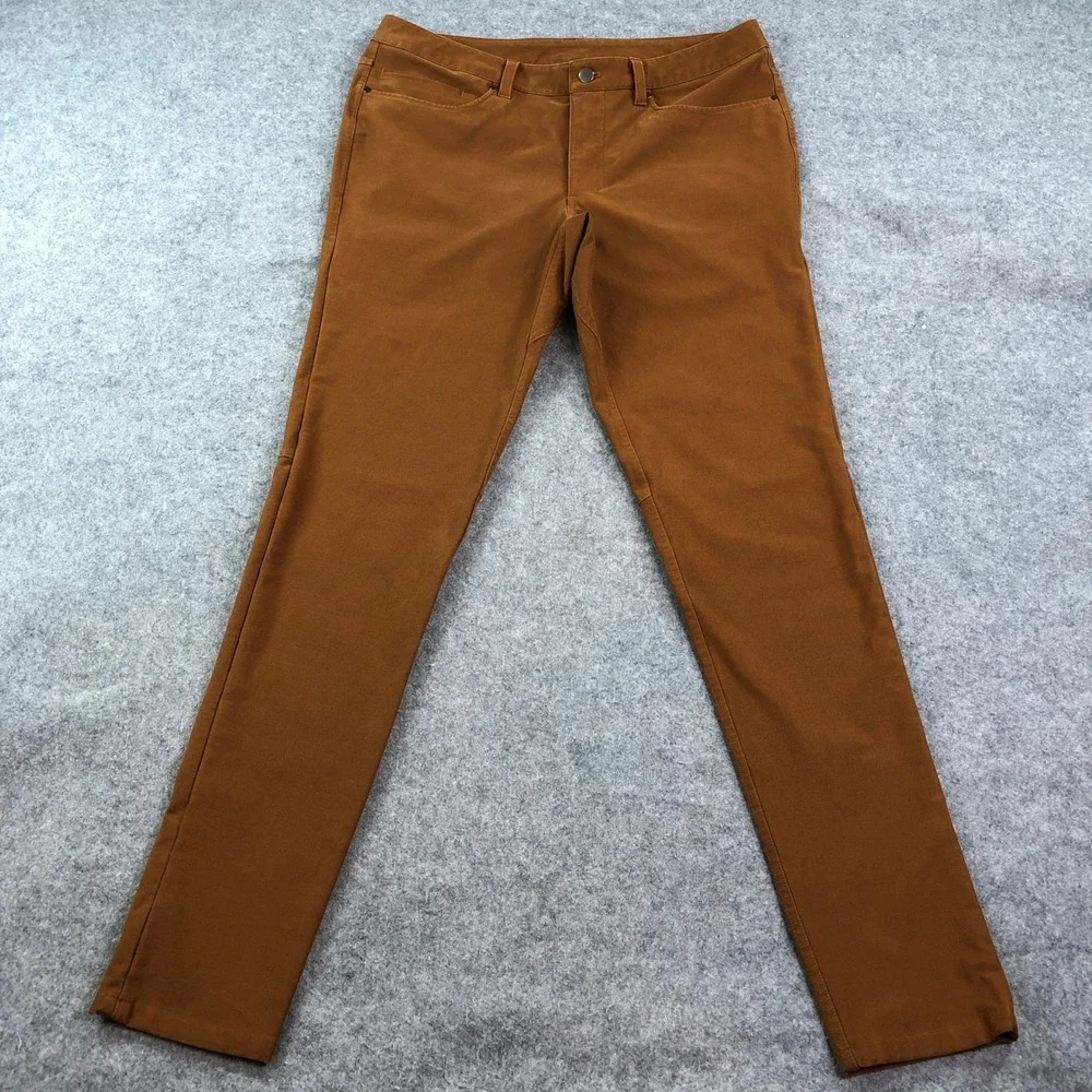 Lululemon Mens Canvas Pants 34x34 Brown Chino Slim Leg Stretch Athletic Pocket